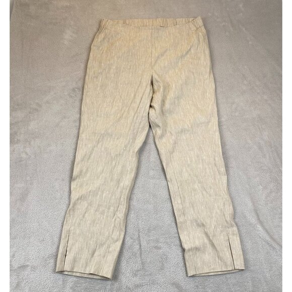 NWT J.Jill Women's Linen Stretch Pants Small Beige Straight Elastic Waist Casual - Picture 11 of 12